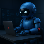 AI assessment workspace with holographic dashboards, representing Cybrix 360’s AI Readiness Framework
